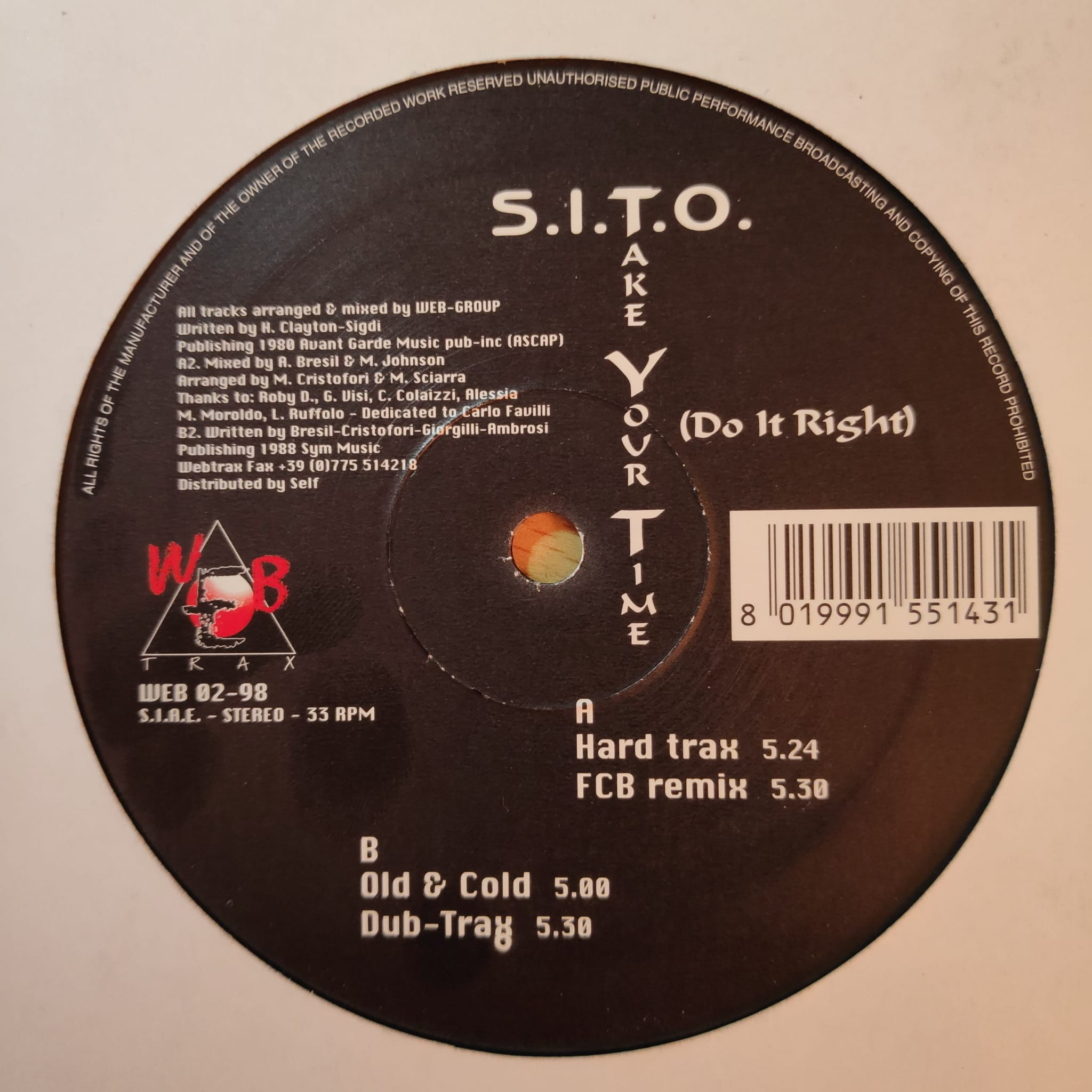 (CUB2717) S.I.T.O. ‎– Take Your Time (Do It Right)