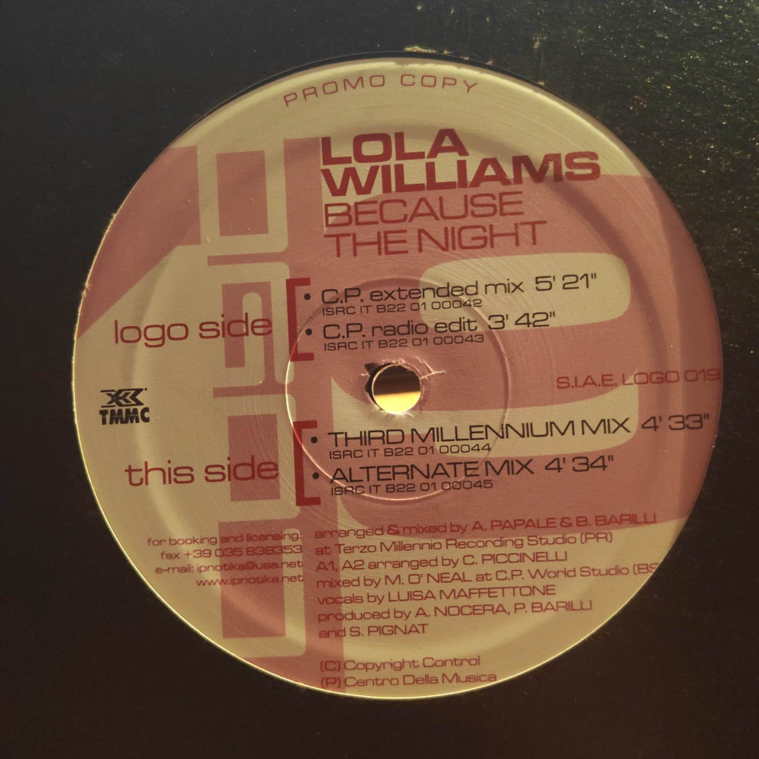 (RIV523) Lola Williams ‎– Because The Night