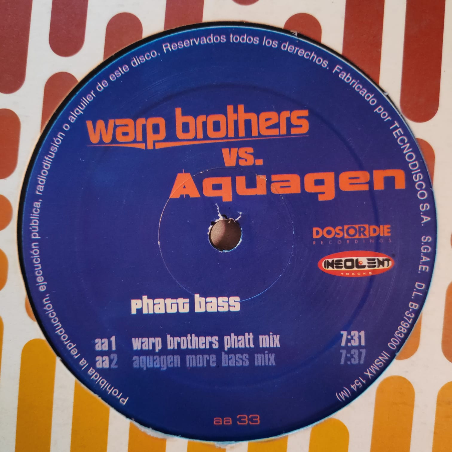 (9628) Warp Brothers Vs. Aquagen ‎– Phatt Bass (BLADE)