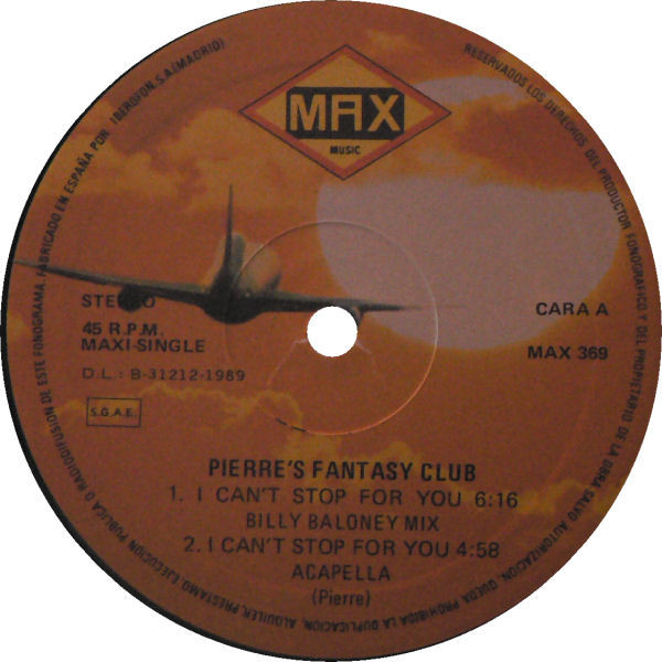 (MA318) Pierre's Fantasy Club ‎– I Can't Stop For You