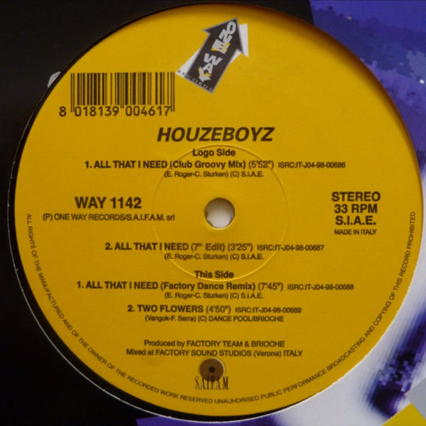 (AL061) Houzeboyz ‎– All That I Need