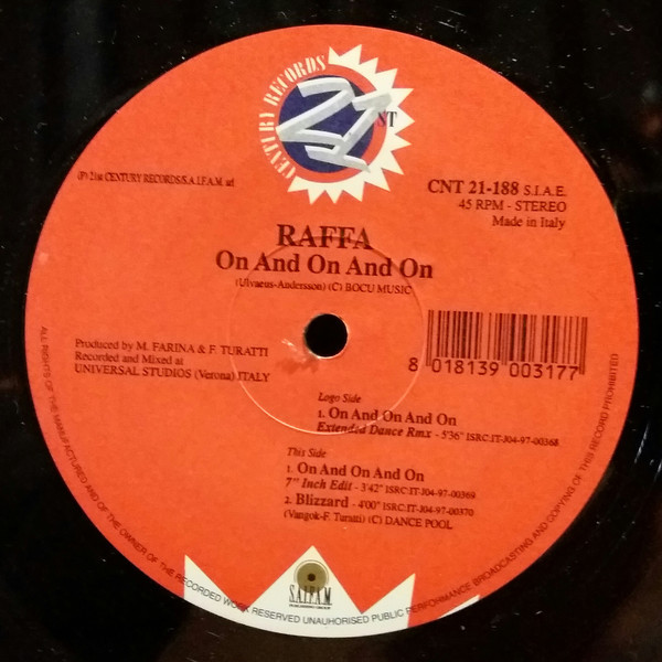 (A1088) Raffa ‎– On And On And On