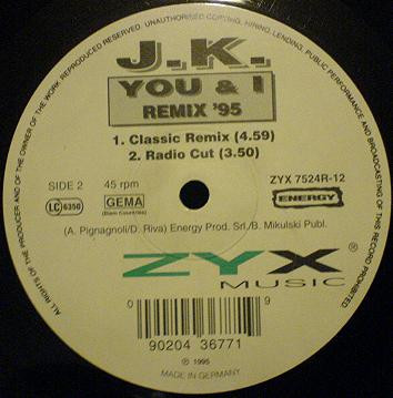 (0890B) J.K. ‎– You & I (Remix '95)