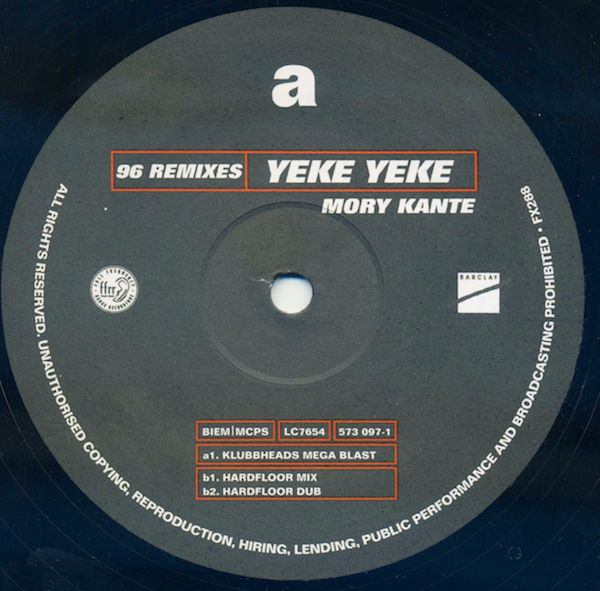 (JR1416) Mory Kanté ‎– Yeke Yeke ('96 Remixes)