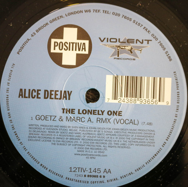 (FR226) Alice Deejay ‎– The Lonely One
