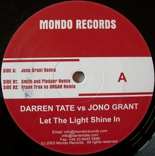 (1705) Darren Tate Vs Jono Grant ‎– Let The Light Shine In