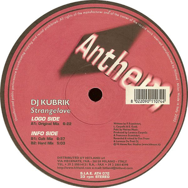 (CUB1239) DJ Kubrik ‎– Strangelove