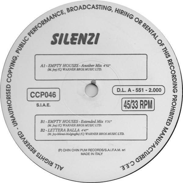 (1967) Silenzi ‎– Empty Houses