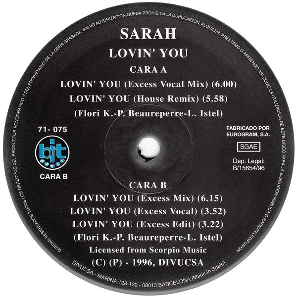 (21664) Sarah ‎– Lovin' You