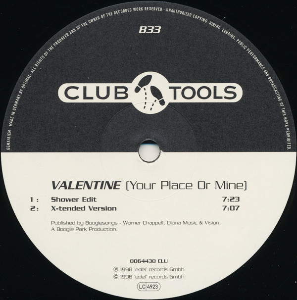 (A1398) Valentine ‎– Your Place Or Mine