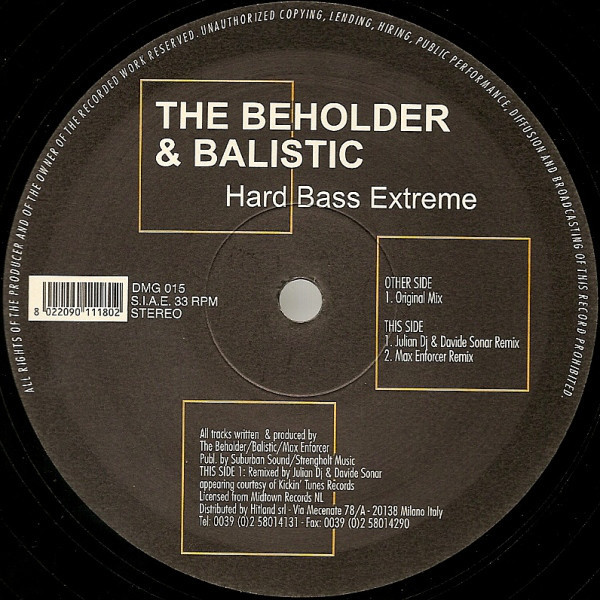 (CUB1867) The Beholder & Balistic ‎– Hard Bass Extreme