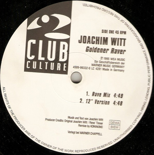(CUB0461) Joachim Witt ‎– Goldener Raver (Komakino Mixes)