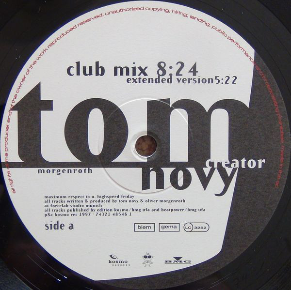 (29076) Tom Novy & Morgenroth ‎– Creator (The Rave & Cruise Anthem)