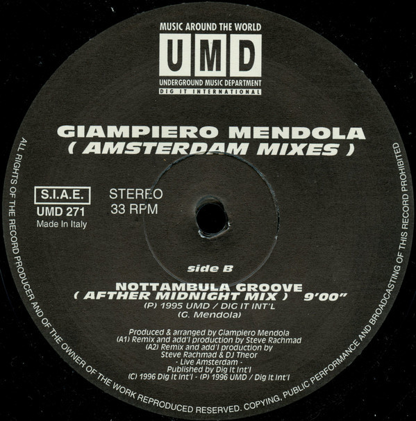 (RIV341) Giampiero Mendola ‎– Amsterdam Mixes
