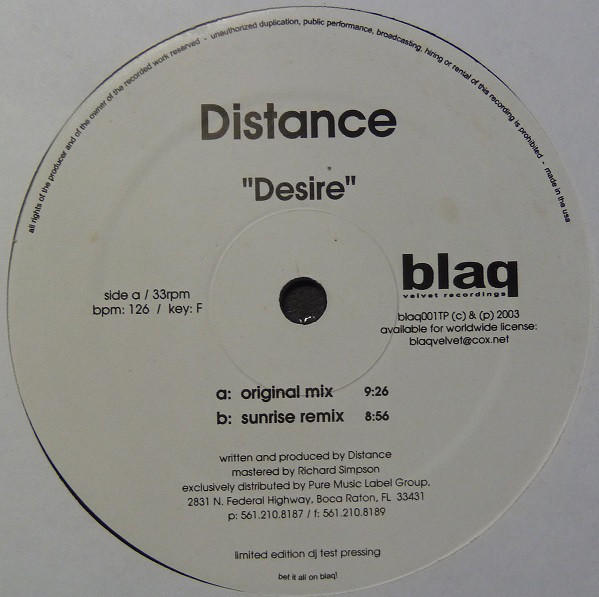 (CMD184) Distance ‎– Desire