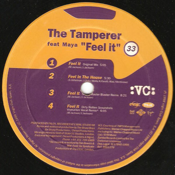 (23123) The Tamperer Feat Maya ‎– Feel It