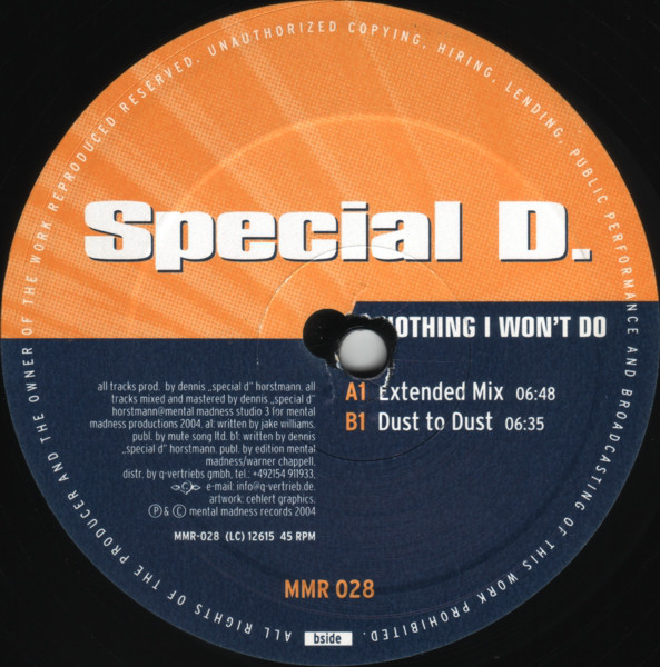(30375) Special D. ‎– Nothing I Won't Do