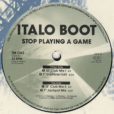 (CM1359) Italo Boot ‎– Stop Playing A Game