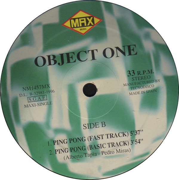 (19297) Object One ‎– Ping Pong (G+/GENERIC)