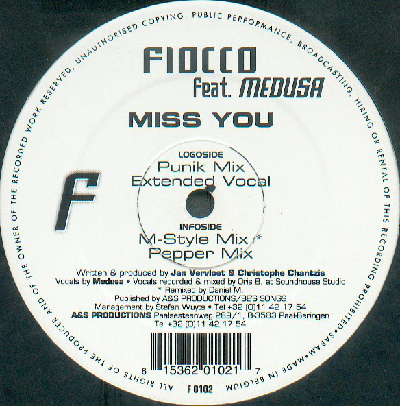 (20714B) Fiocco Feat. Medusa ‎– Miss You