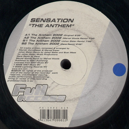 (22788) Sensation ‎– Sensation - The Anthem 2002