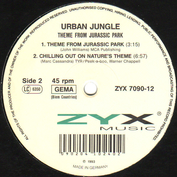 (29529) Urban Jungle ‎– Theme From Jurassic Park