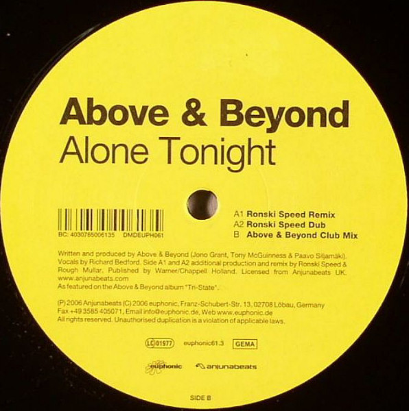 (30713) Above & Beyond ‎– Alone Tonight