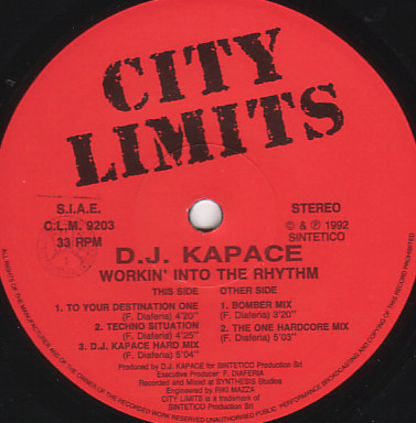 (CM781) D.J. Kapace ‎– Workin' Into The Rhythm