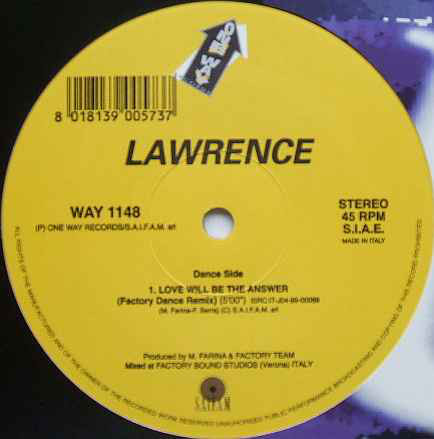 (19893) Lawrence ‎– Love Will Be The Answer
