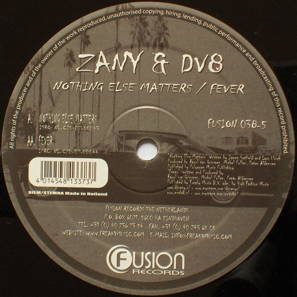 (15671) Zany & DV8 ‎– Nothing Else Matters / Fever
